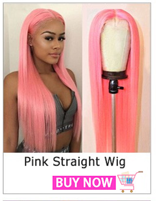 Pink Wig Human Hair Long Straight Lace Front Wig