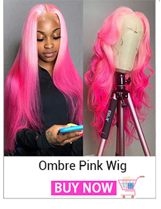 Rose Pink Straight Wig Ombre Blue Human Hair Wig