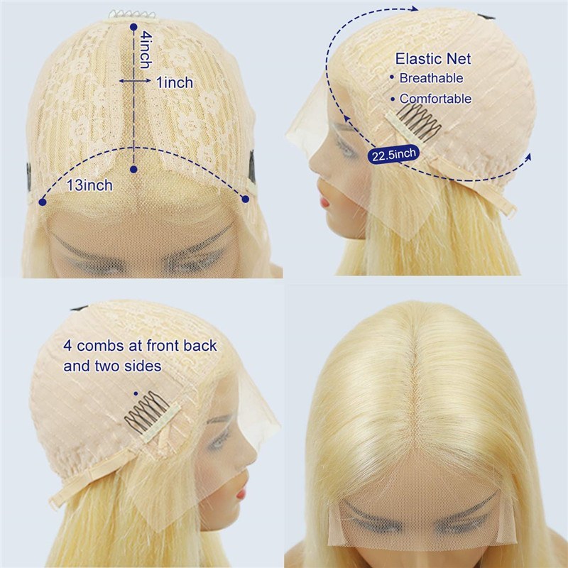 Silky Straight 613 Blonde Lace Front Wigs Pre Plucked Brazilian Remy Human Hair Wigs For Black Women Baby Hair Around