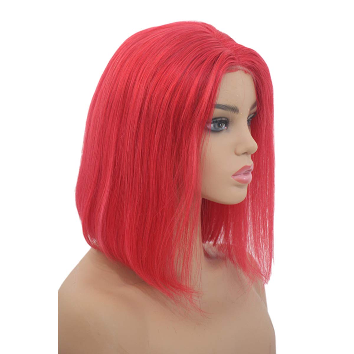 Short Bob Lace Front Wigs Human Hair for Women Bleached Knots Full End Brazilian Human Hair Wigs 150 Density Remy Hair Wig Red Color