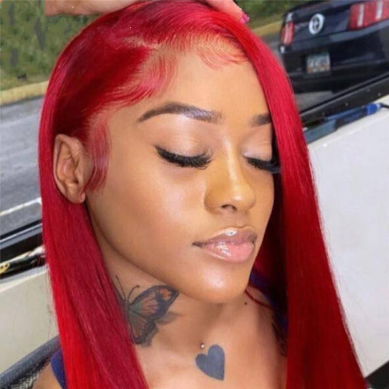 Short Red Bob Human Hair Lace Front Wigs Preplucked Lace Frontal Wigs Hair Wigs With Baby hair