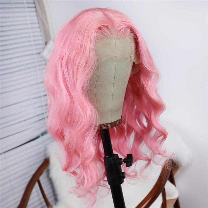 Pink Body Wave Lace Front 13x4 T Part LaceGlueless Wig Pre-Pluck Hairline Virgin Human Hair