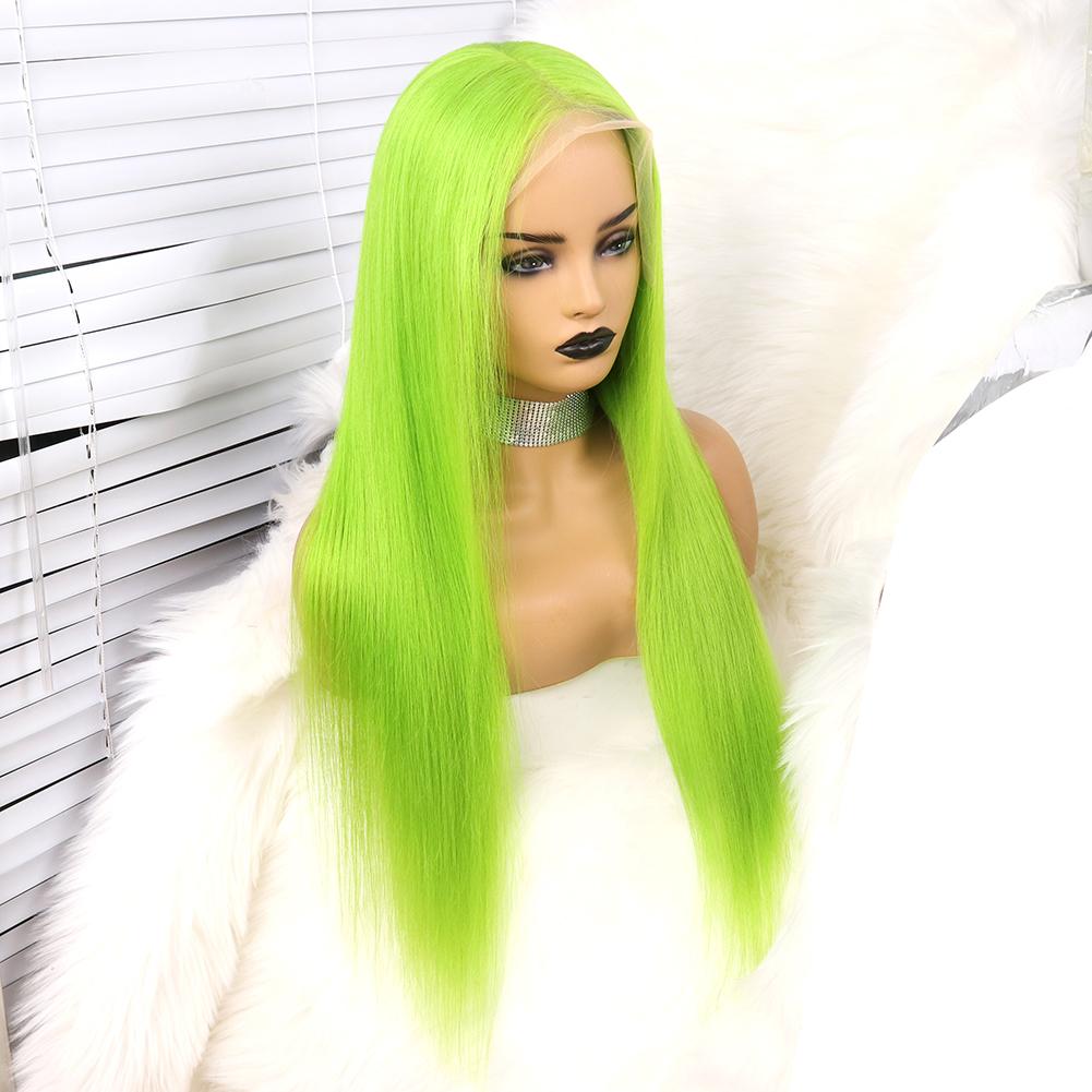 Hair Light Green Straight Green Lace Front13x4x1 T Part Lace wigs Straight Brazilian Human Hair