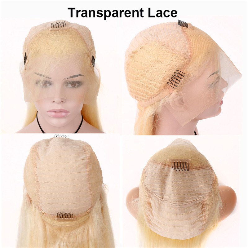 Lace Front Human Hair Wigs Brazilian Straight Remy Hair Bleached Knots 150% Density Ombre Grey Transparent Lace Color For Women