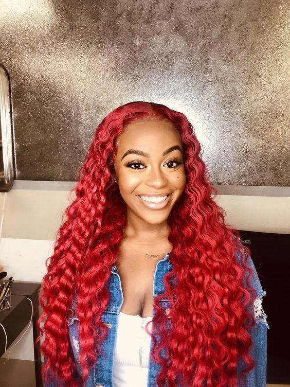 Wine Red Hair Wig Queen Wig Brazilian Deep Curly Hair Remy Human Hair Wigs