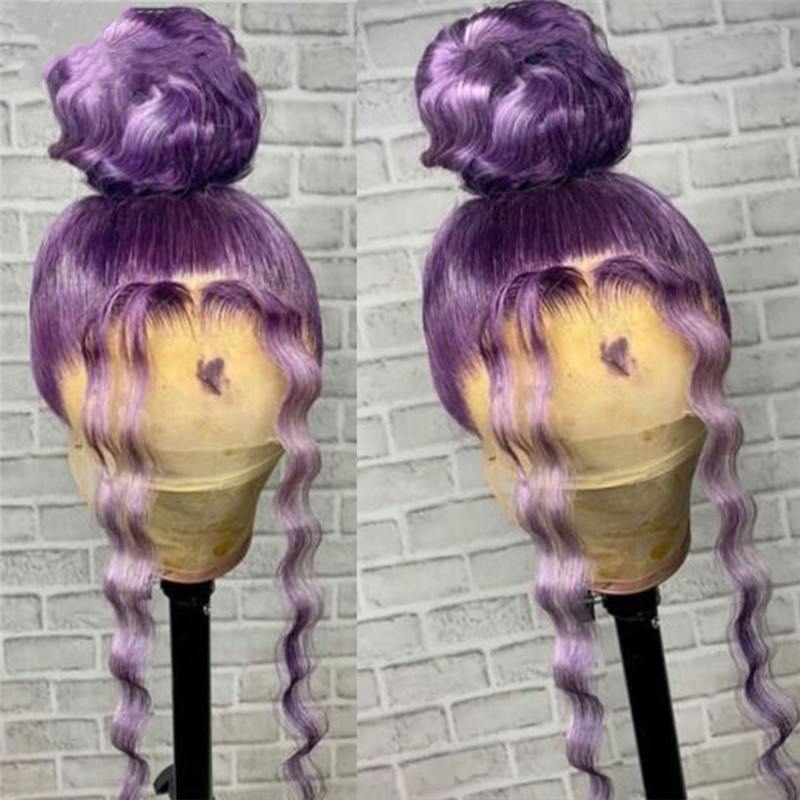 Purple Loose Wave Wavy Human Hair Lace Front Preplucked Loose Wave Lace Frontal Virgin Human HairWig