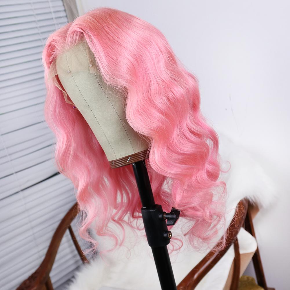 Pink Body Wave Lace Front 13x4 T Part LaceGlueless Wig Pre-Pluck Hairline Virgin Human Hair