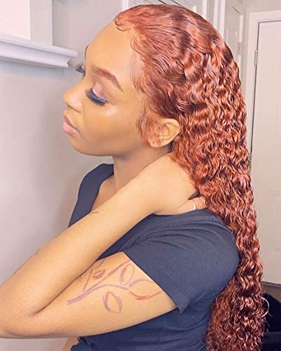 Warm Orange GingerCurly Wigs Human Hair Pre Plucked Glueless Brazilian Virgin Hair  Colored Kinky Curly Lace Wig