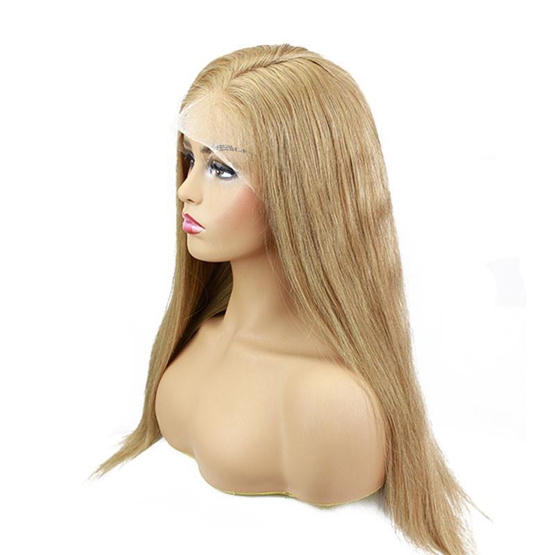 Human Hair Lace Front Wigs 8# Ash Brown Colored Pre Plucked Full Lace Wigs with Baby Hair All Around