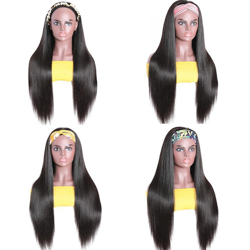 Headband Human Hair Wig Glueless Brazilian Straight Human Hair Wigs for Women