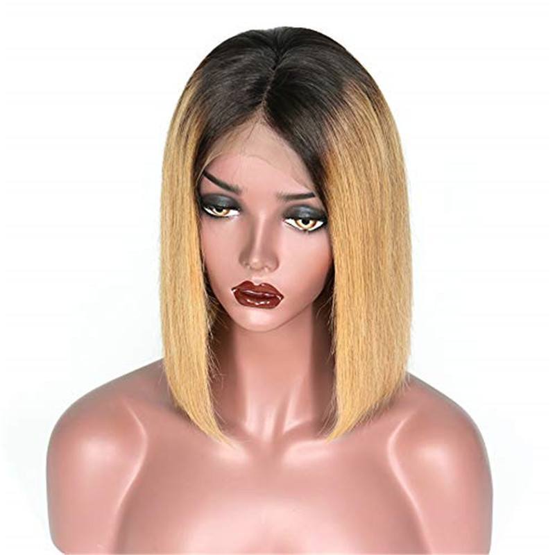 1b 27 Blonde Ombre lace Front Front Human Hair Bob Wigs Silky Straight Peruvian Human Remy Hair Wigs For Women