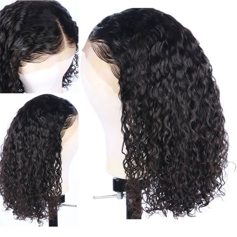Full Lace Silk Base Wigs Deep Curly Brazilian Remy Human Hair Pre Plucked for Women Black Hair Color 130 Density