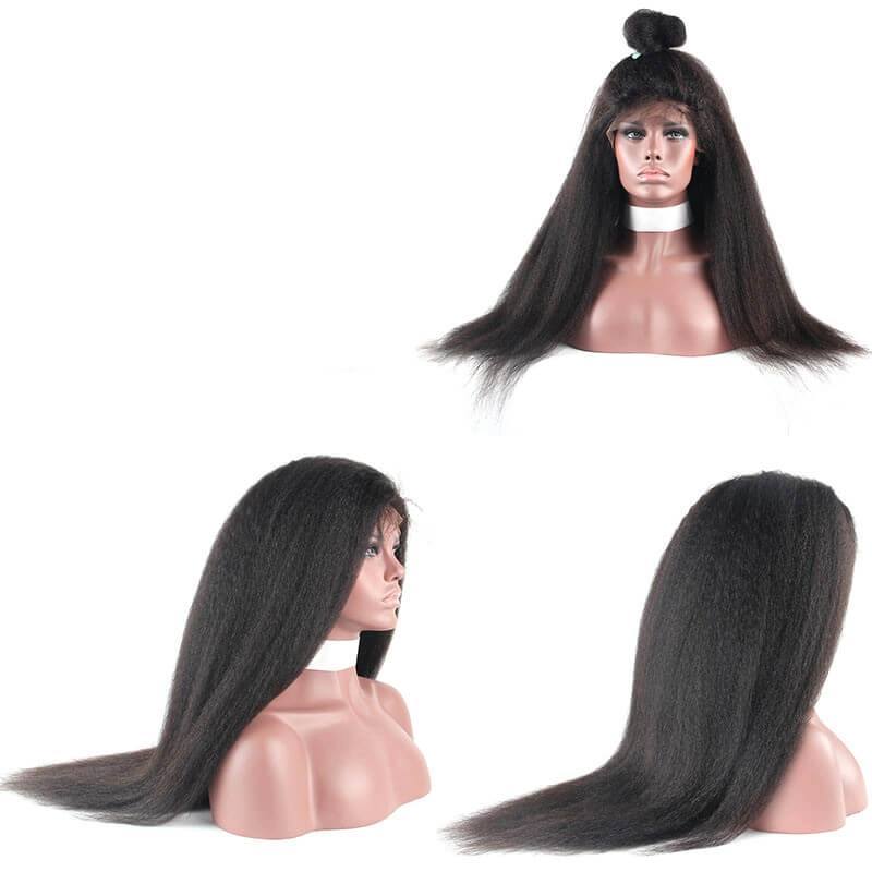 300% Density Wigs Kinky Straight Glueless Human Hair Lace Front Wigs Natural Hair Line for Black Women
