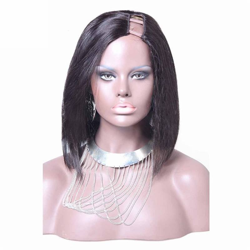 Short Bob Brazilian Virgin Hair Lace Wig U Part Lace Front Wig Straight