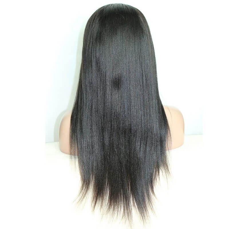 Glueless Silk Top Full Lace Wigs Coarse Yaki Brazilian Human Hair Wigs With Baby Hair