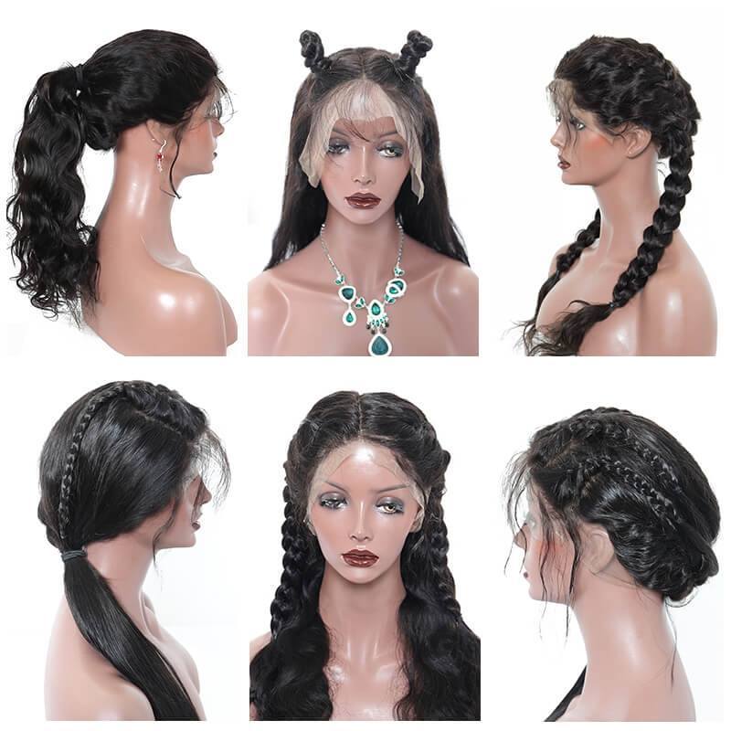 360 Circular Lace Wigs Body Wave Brazilian Lace Human Hair Wigs Natural Hair Line 180% Density