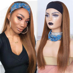 Ombre Straight Headband Human Hair Wigs T 1B/27 Full Machine none lace Wig