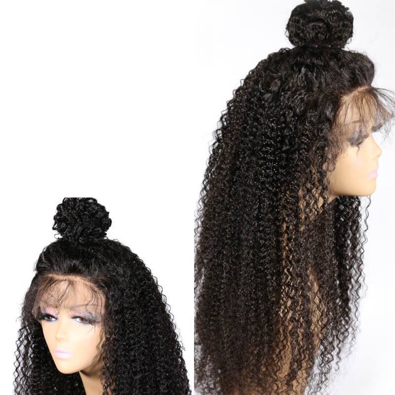 300% Density Brazilian Kinky Curly Lace Front Human Hair Wigs For Black Women Virgin Kinky Curly  Human Hair Wigs