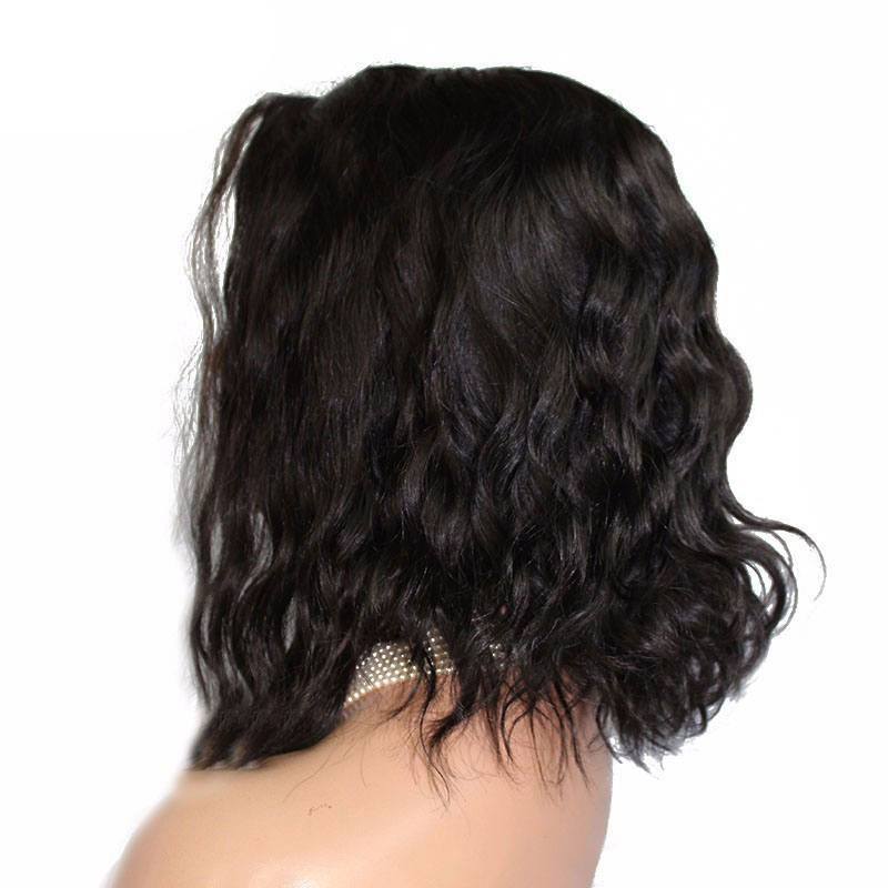 Short Bob Wigs For Black Women Human Hair Wavy Glueless Lace front wig With Baby hair