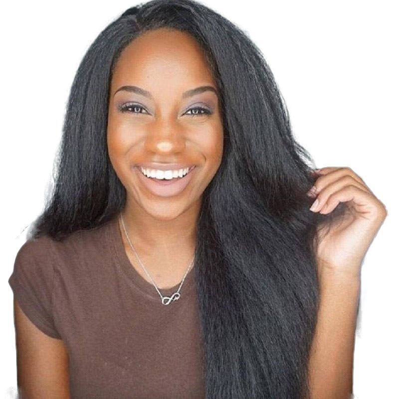 Glueless Silk Top Full Lace Wigs Coarse Yaki Brazilian Human Hair Wigs With Baby Hair