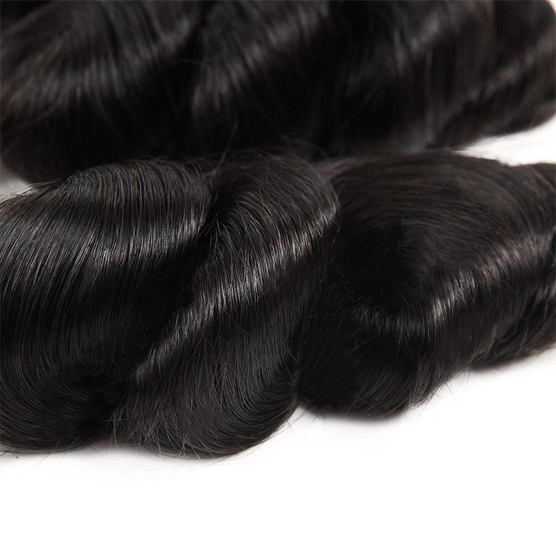 Eseewigs Brazilian Loose Wave Virgin Human Hair 3 Bundles with 13*4 Lace Frontal