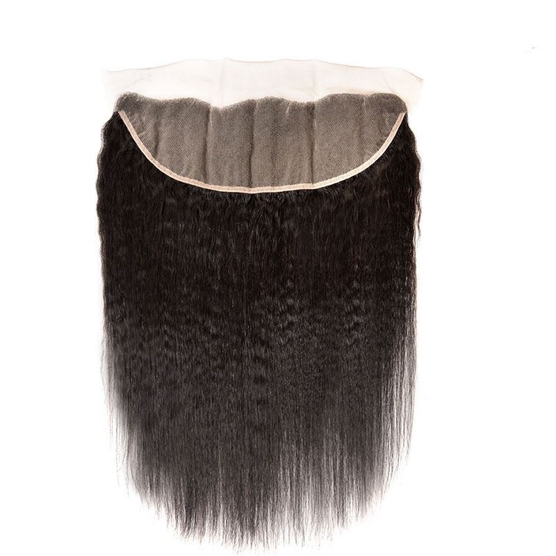 Real Brazilian Kinky Straight Hair Bundles With Full Lace Frontal