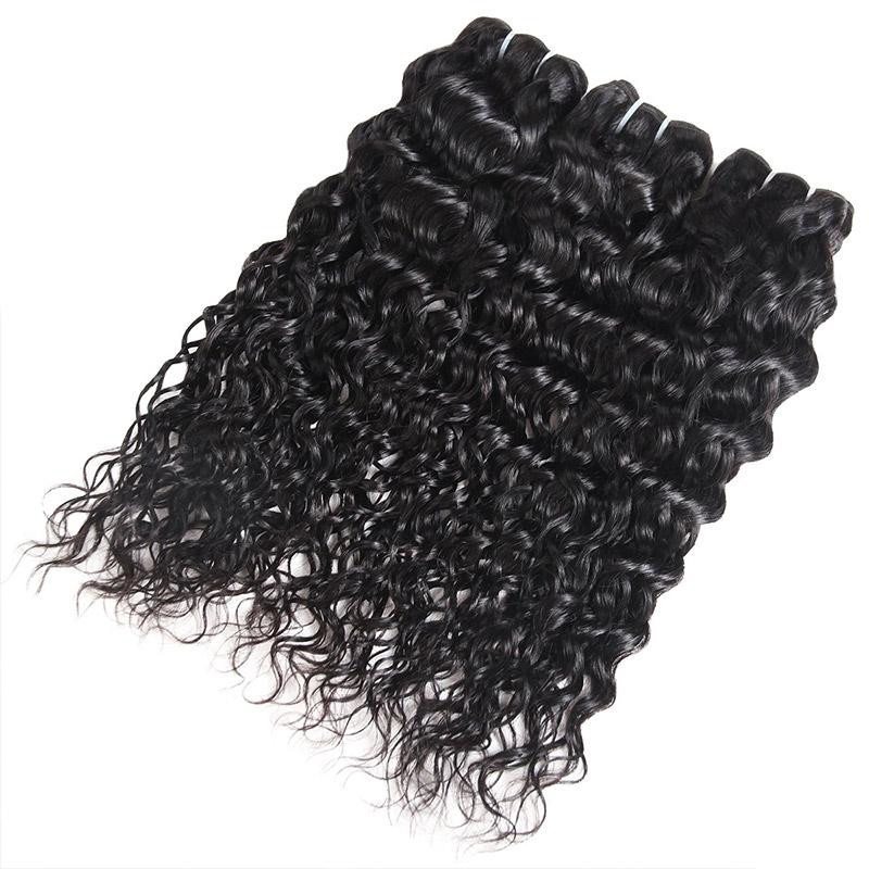 Malaysian Water Wave 3 Bundles with 13*4 Lace Frontal Human Hair