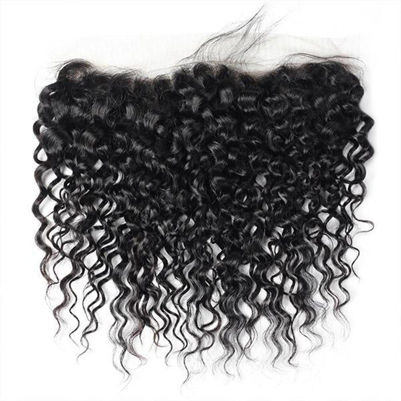 Indian Water Wave 3 Bundles with 13*4 Lace Frontal Closure Human Hair