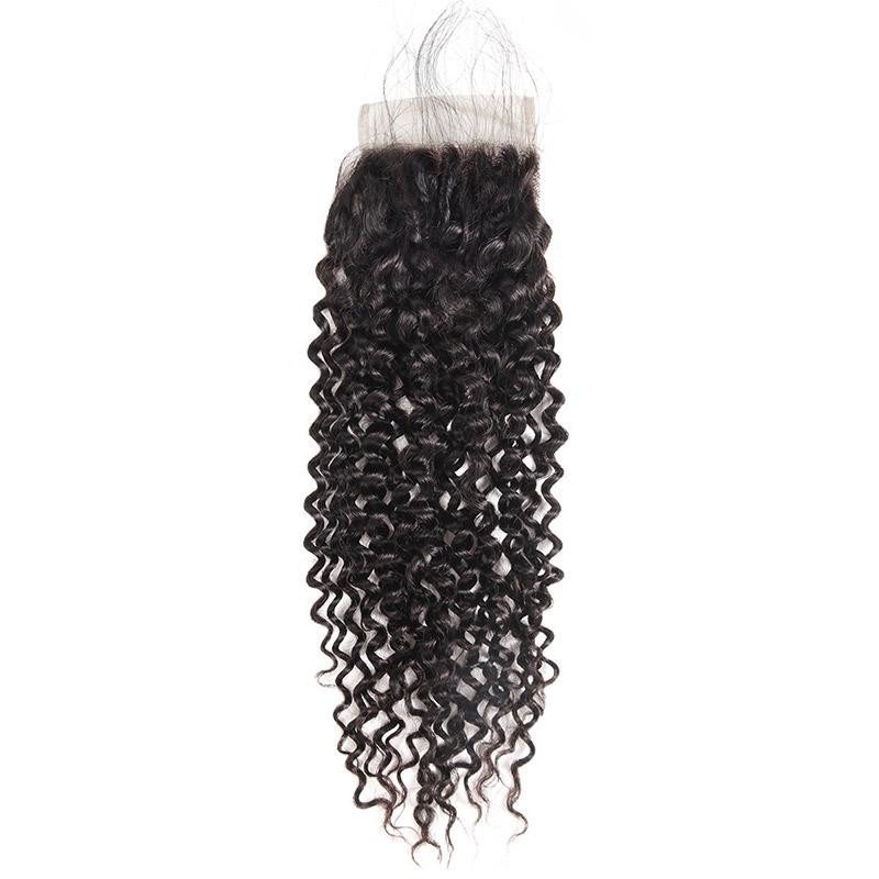 Malaysian Kinky Curly 3 Bundles with Lace Closure Virgin Human Hair