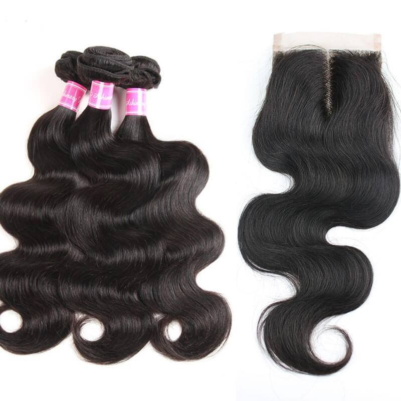 Hotsale Malaysian Virgin Hair 3 Bundles Weave With 1 Piece 4X4 Lace Closure Body Wave 4Pcs/Lot