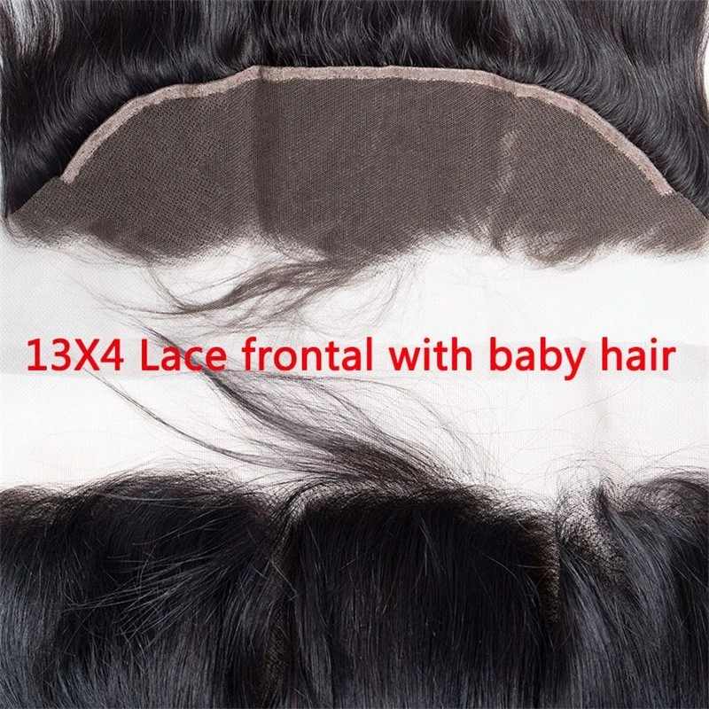 7A Straight Frontal With Virgin Brazilian Hair 3 Bundles Human Hair Full Frontal Lace Closure 13X4 With Bundles