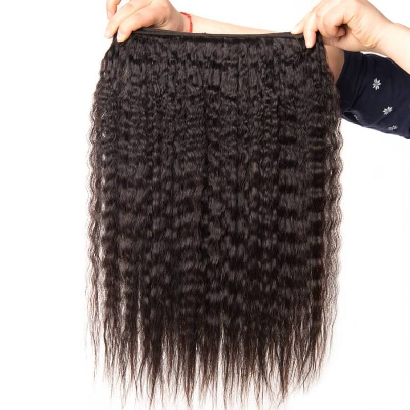 Human Hair Weave With Closure Kinky Straight Unprocessed Virgin Brazilian Hair With Closure Hair 3 Bundles With Lace Closure