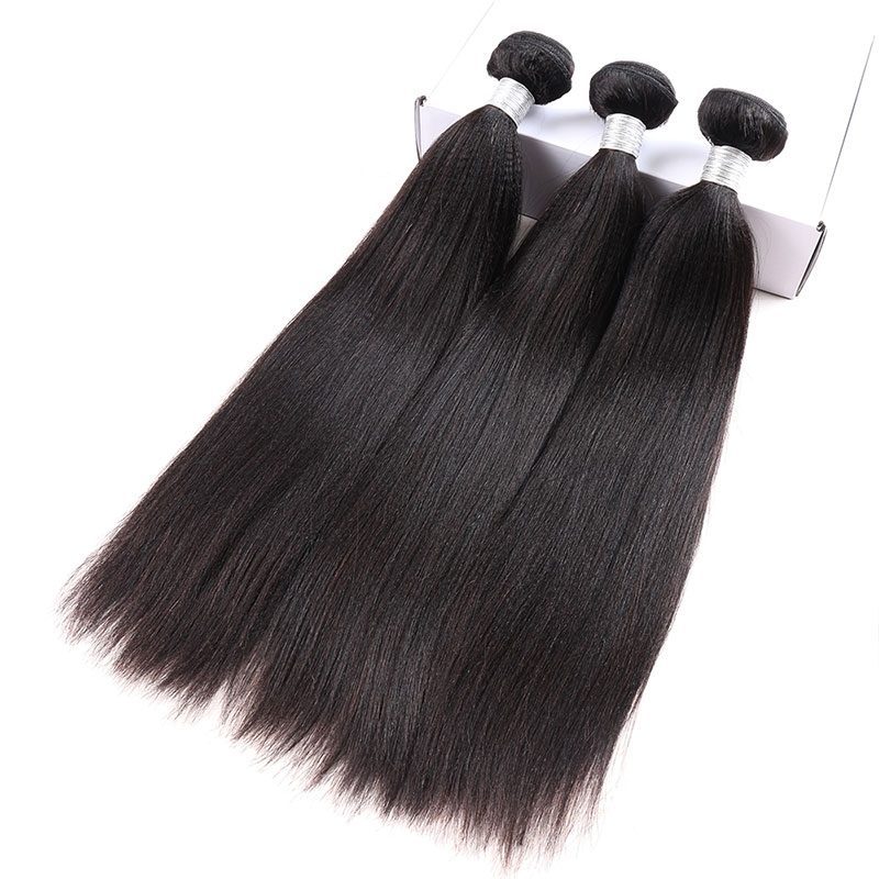 brazilian yaki straight 3 hair bundles with 13x4 lace frontal for sale