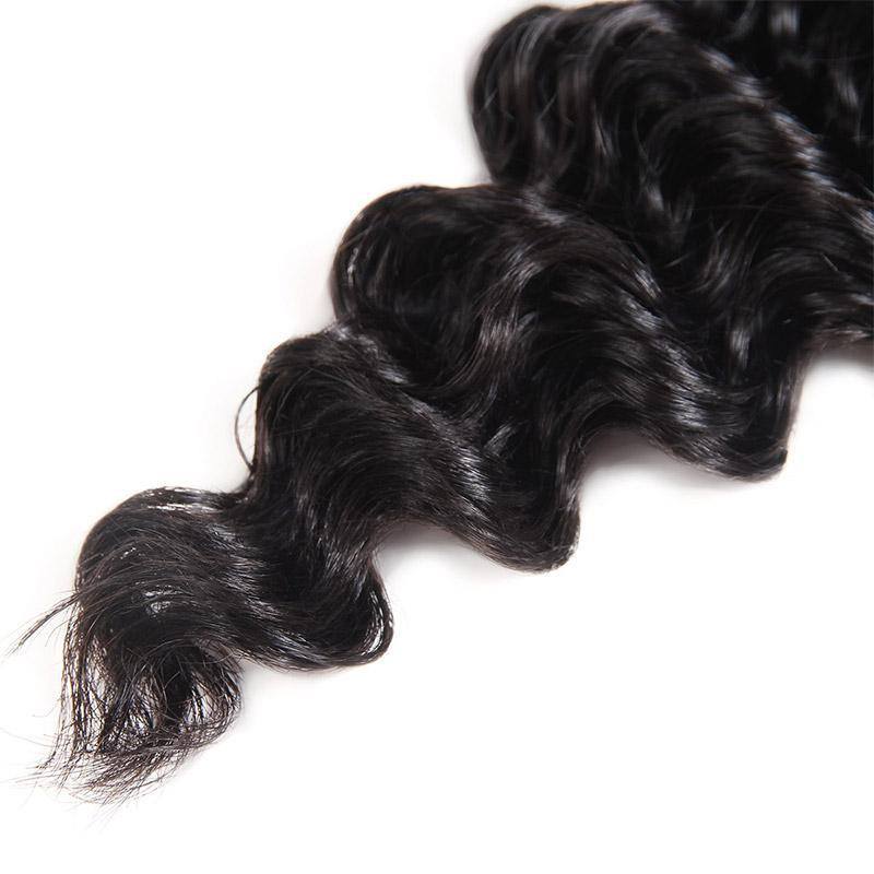 Brazilian Deep Wave 3 Bundles with 13*4 Lace Frontal Virgin Human Hair