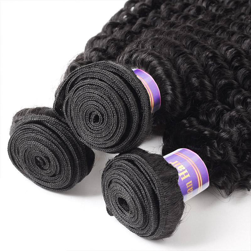 Brazilian Curly Wave 3 Bundles with 13*4 Lace Frontal Closure Human Hair