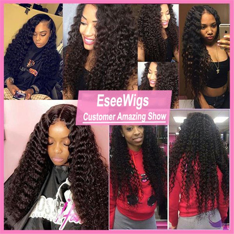 Eseewigs Brazilian Deep Wave 3 Bundles with 4*4 Lace Closure Virgin Hair