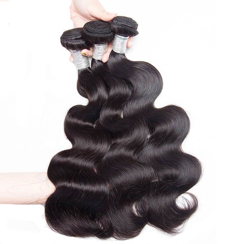 Brazalian Virgin Hair  Body Wave 3 Bundles with Lace Closure 5x5 130% Density Human hair Natural Color