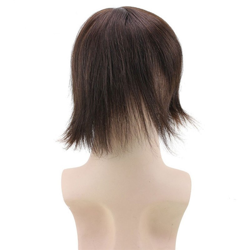7 Inches Men's Hairpiece Human Hair Toupee Wig Super Thin Skin Hair Replacement 130% Density Mono Base 6x8 ( #3 Dark Brown)