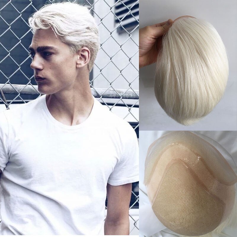 Men's Toupee Lace Front & Lace & PU Base Toupee Wig For Male Human Hair Prosthesis For Toupee Men For Men