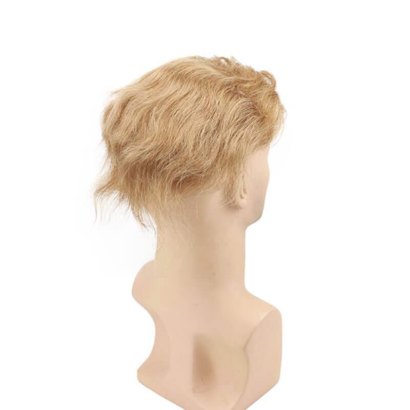 Soft Thin Skin Whole PU Base Toupee 21# Ash Blonde Human Hair Men`s Hairpiece