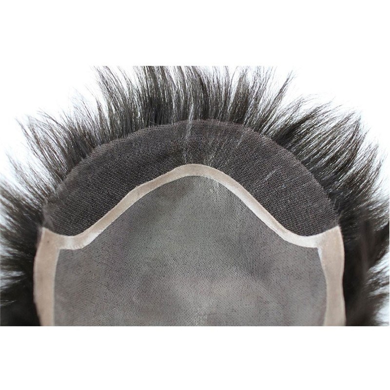 Remy Human Hair Man Toupee Short Natural Black Hair Wigs Base Size 9x7.5inch