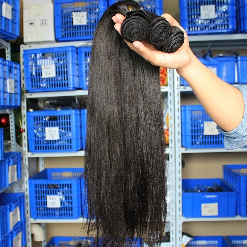 Yaki Straight 4 Bundles Malaysian Virgin Human Hair Extensions Weave Natural Color