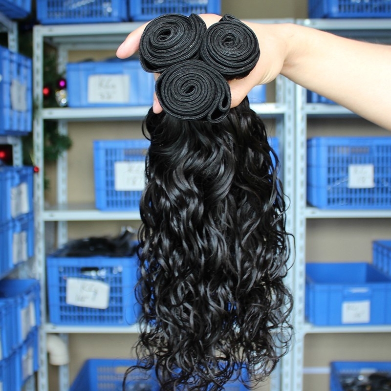 Indian Virgin Human Hair Extensions Water Wave Hair 4 Bundles Natural Color