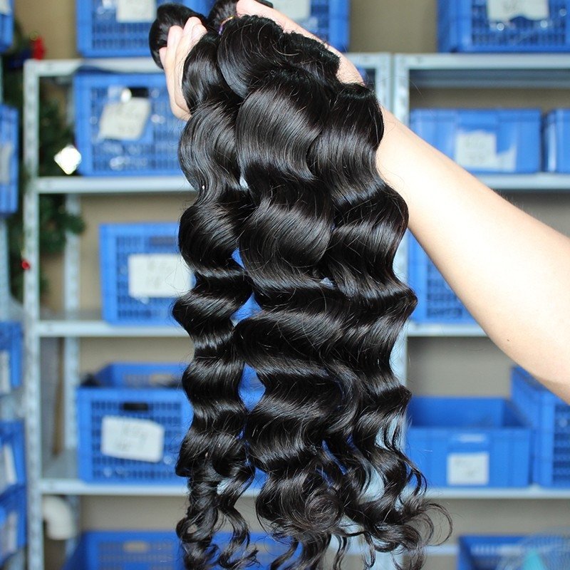4pcs Loose Wave Brazilian Virgin Human Hair Weaves Bundles Natural Color