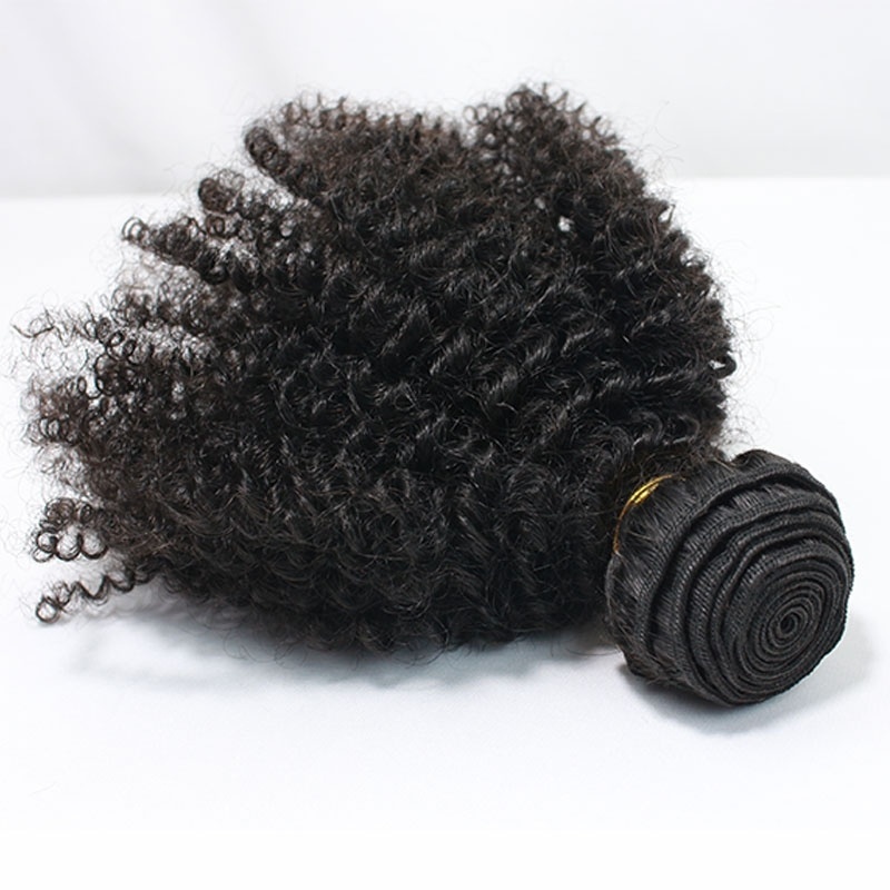Afro Kinky Curly Indian Remy Human Hair Extension 4 Bundles Natural Color