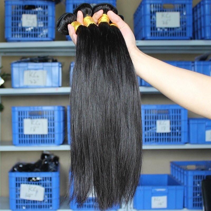 Natural Color Silk Straight Brazilian Virgin Human Hair Weaves 4pcs Bundles