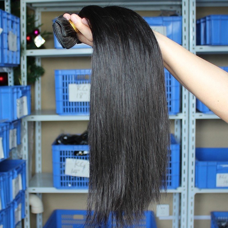 Natural Color Silk Straight Brazilian Virgin Human Hair Weaves 4pcs Bundles
