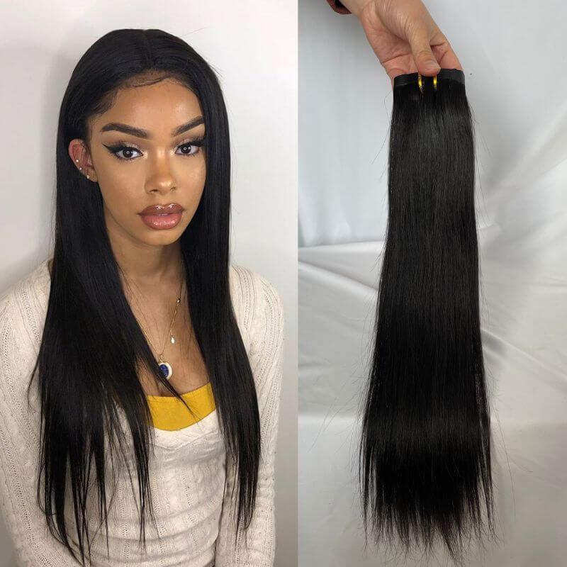 Eseewigs 12A Tape Clips Extension Straight Hair Extensions Virgin Hair Clips Tape In Hair For Black Woman Real Human Hiar