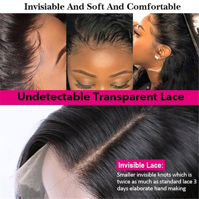 HD Transparent Lace Wigs 180% Density 13x4 Lace Wig Straight  Glueless Human Hair Wigs