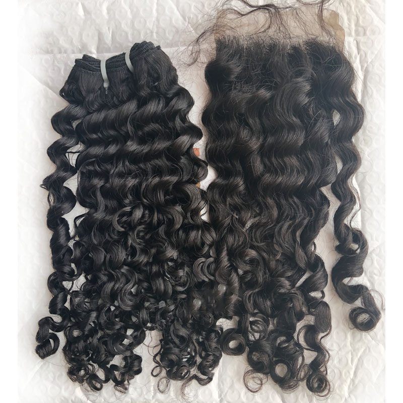 Raw Virgin Hair Extensions Full Cuticle Aligned Raw Burmese Curly Hair Virgin Hair Bundles Natural Color 8"-30"